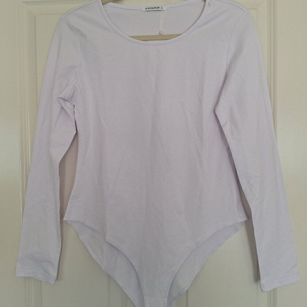 NEW MANGOPOP Cutout Front Long Sleeve Top Bodysuit L